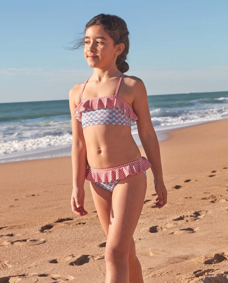 Bikini con due stampe azzurro