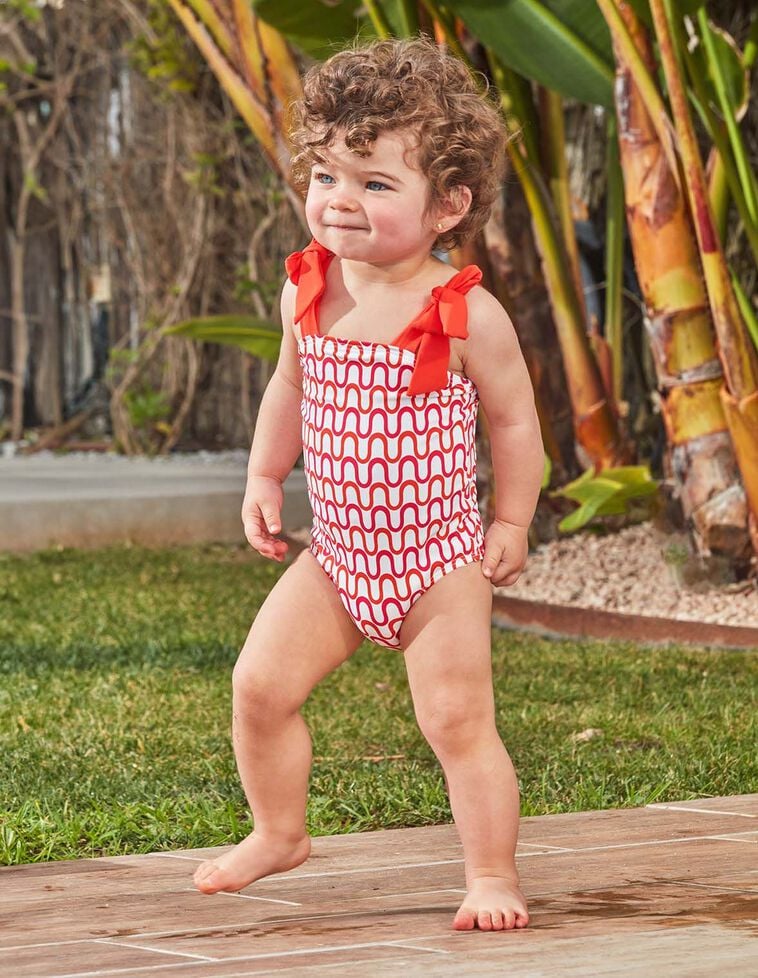 Maillot de bain à bretelles nœud blanc