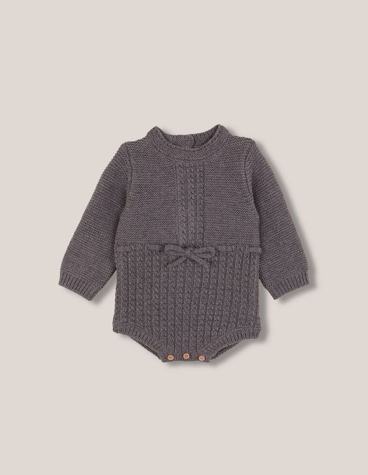 Barboteuse en tricot jersey avec laine grise