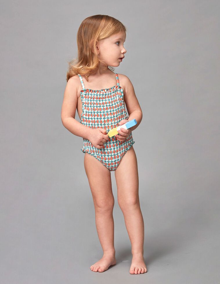 Costume da bagno con stampa retrò color verdognolo