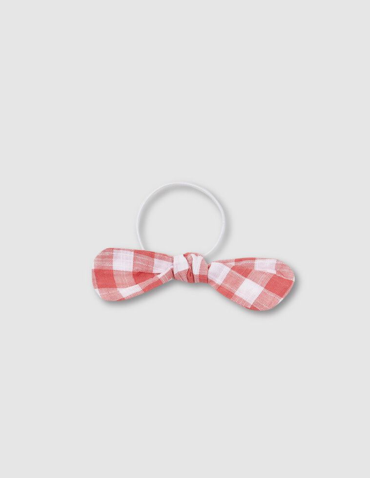 Fiocco a quadretti vichy color fragola