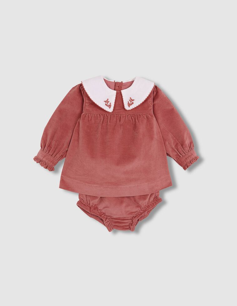 Robe en velours côtelé rose