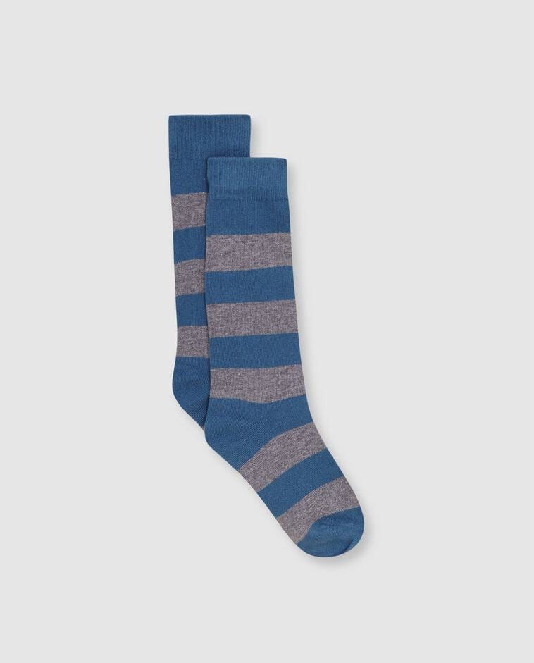 Chaussette &agrave; larges rayures bleues