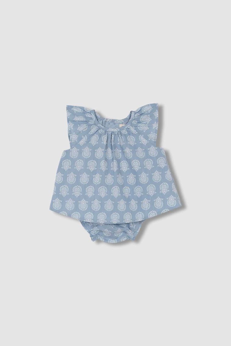 Set con stampa indiana color blu