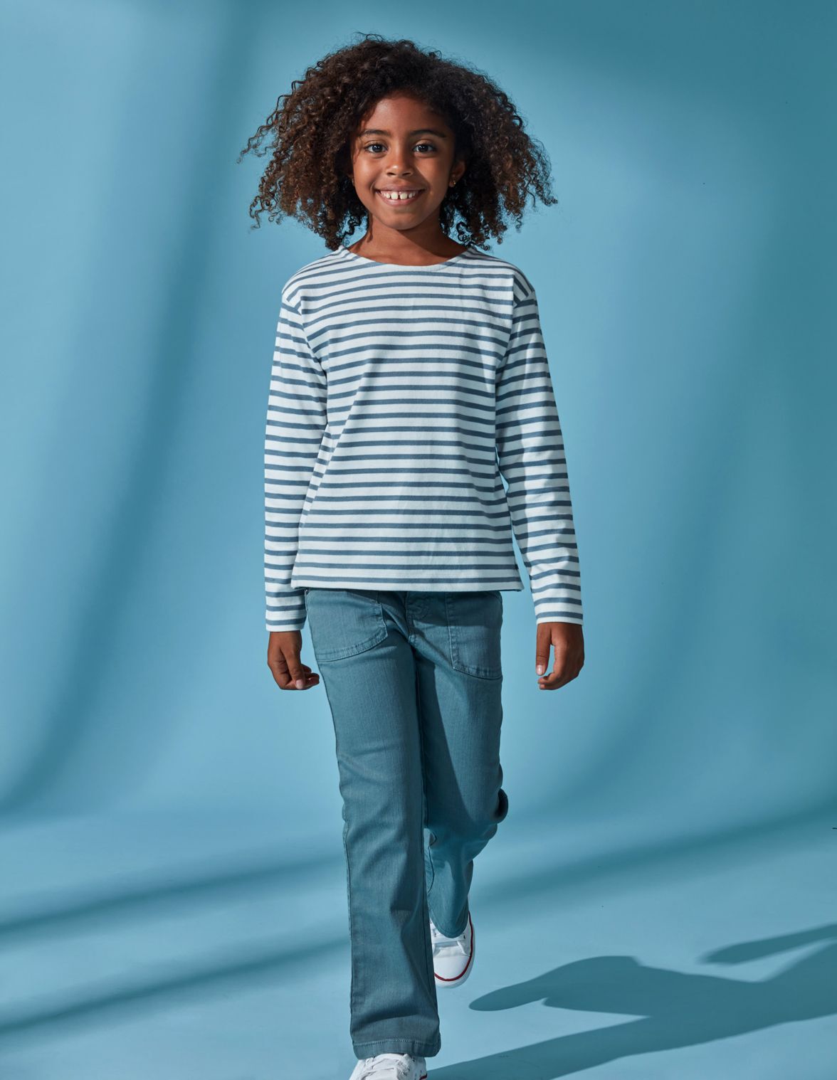 Maglietta manica lunga righe verde Bambina Gocco