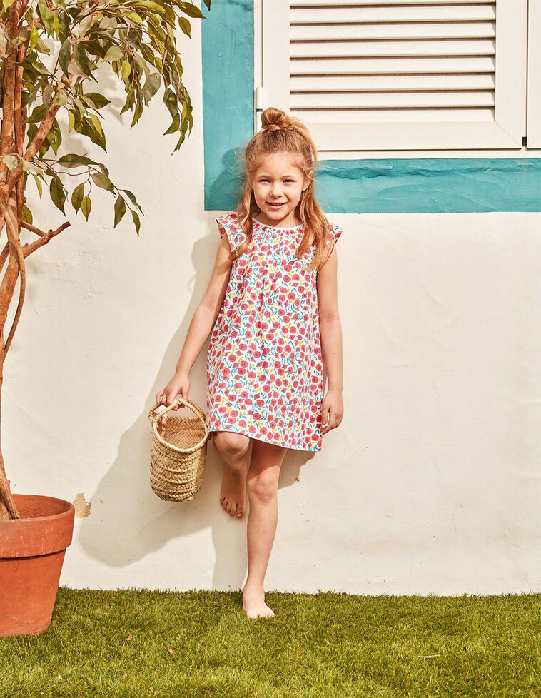 Vestito con fiori colore corallo scuro