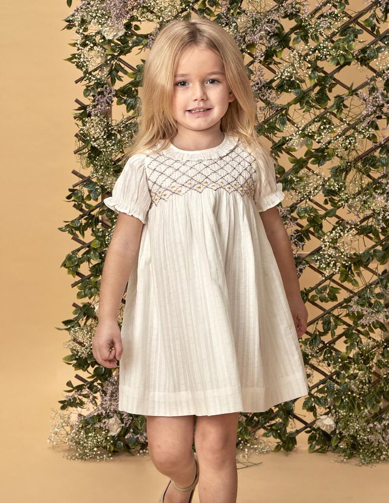 Robe nid d'abeille blanche