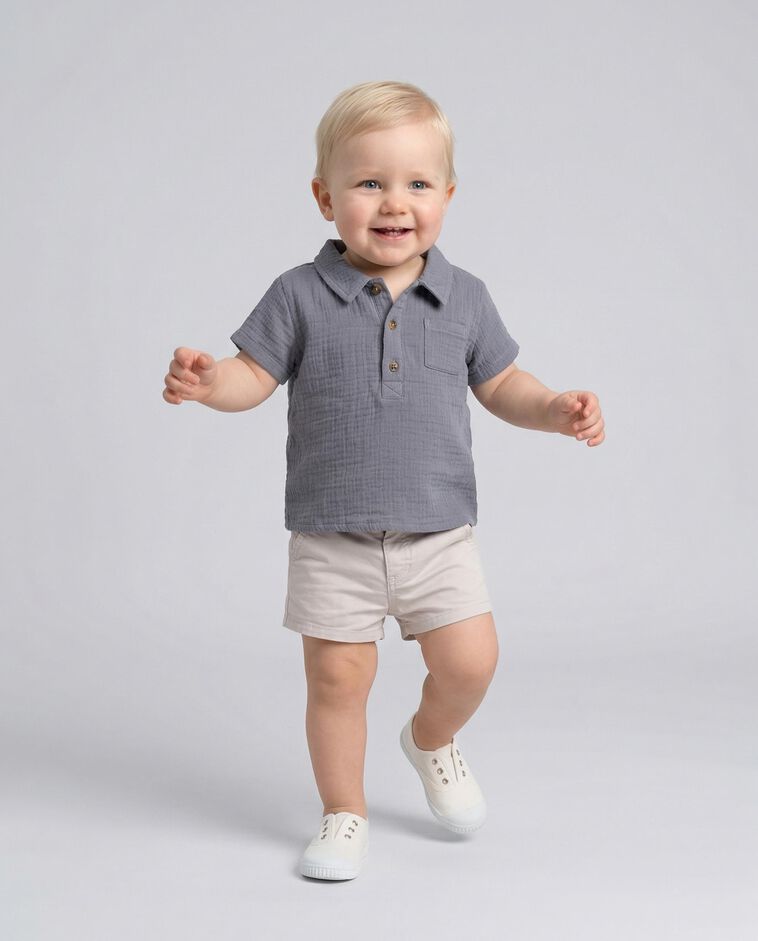 Camisa de chiffon azul