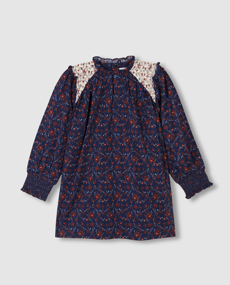 Robe bleue avec contraste fille