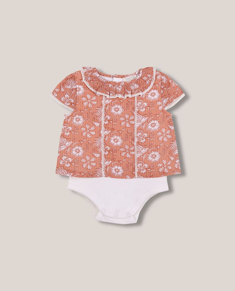 Blouse &agrave; fleurs indiennes rose