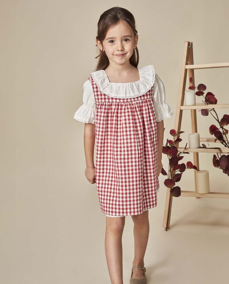 Vestido linho com avental branco/a