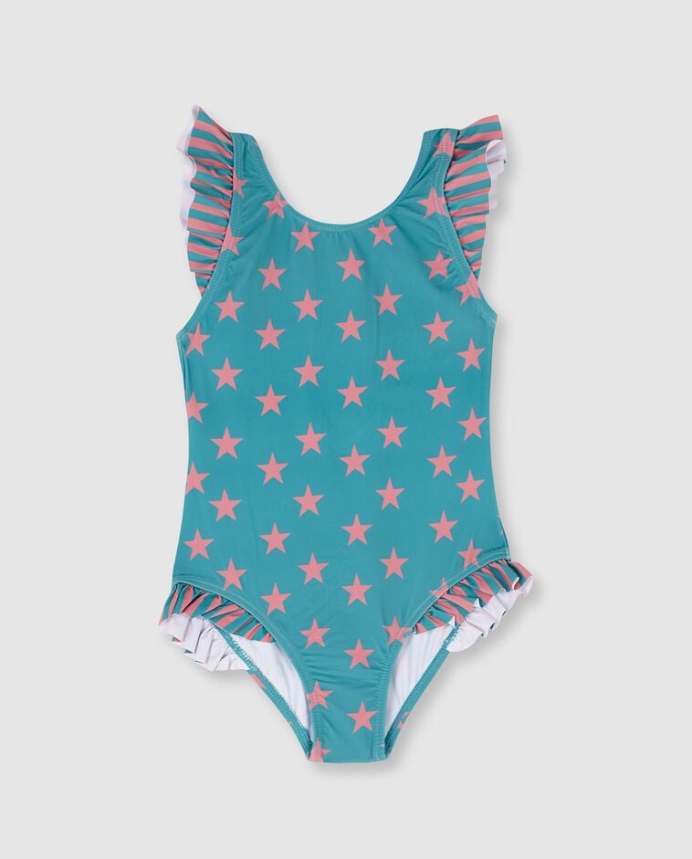 Maillot de bain &agrave; &eacute;toiles bleu-vert