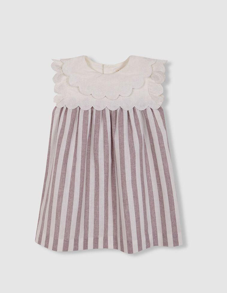 Robe combinée à rayures lilas et lin