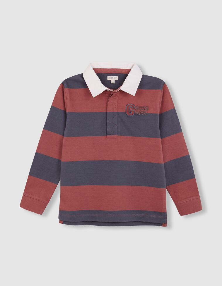 Polo rayé avec patch rouge