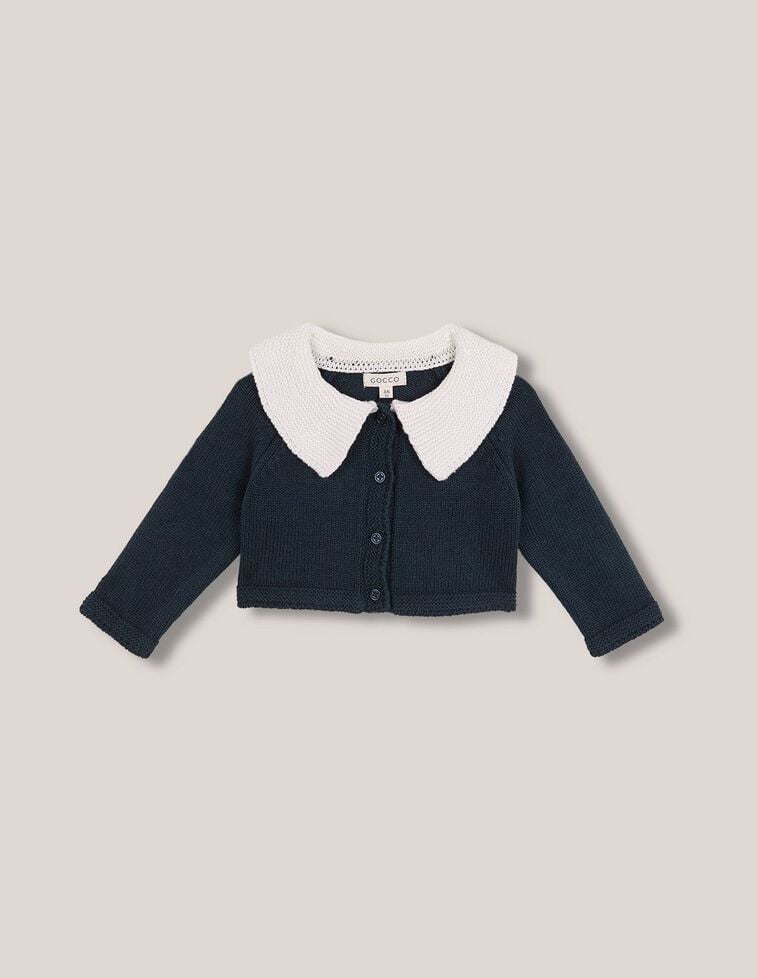 Veste en laine avec col contrasté vert