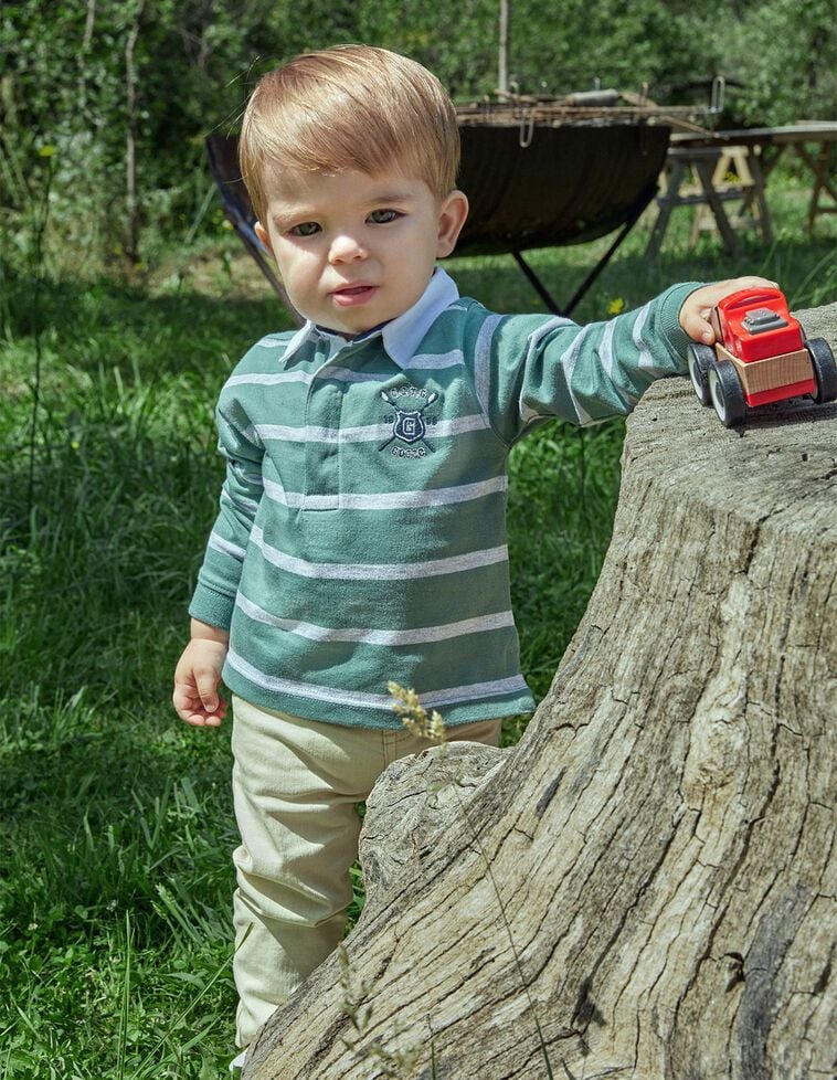 Polo Rayures Vieux Vert
