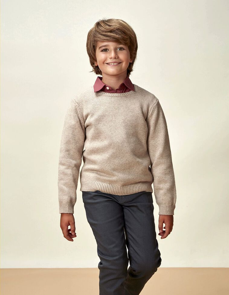 Maglione Girocollo Cammello Melange