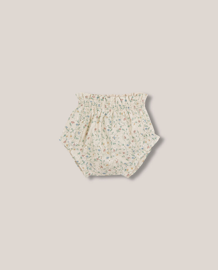 Pantalon &agrave; fleurs coloris pierre