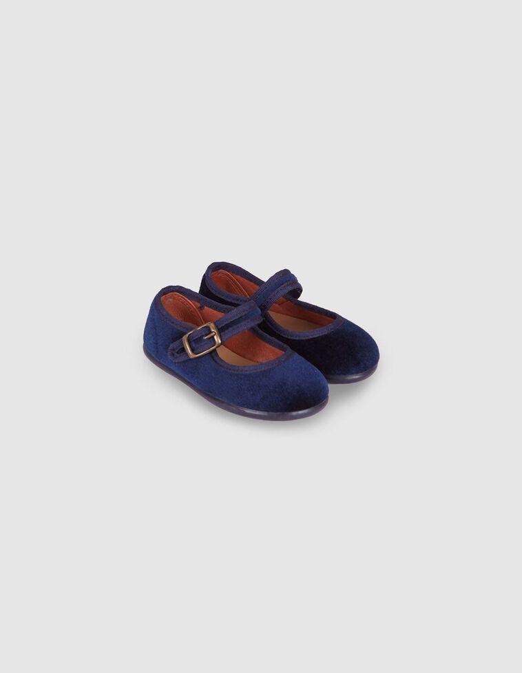 Ballerines en velours bleu