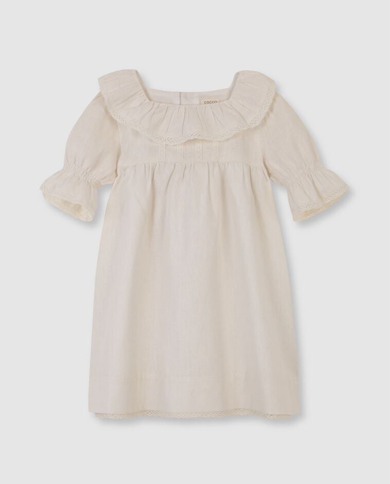 Robe en lin avec tablier blanc