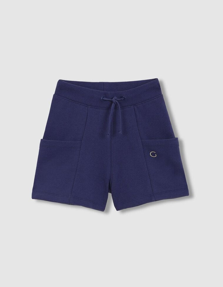 Bermuda peluche avec contrastes bleus