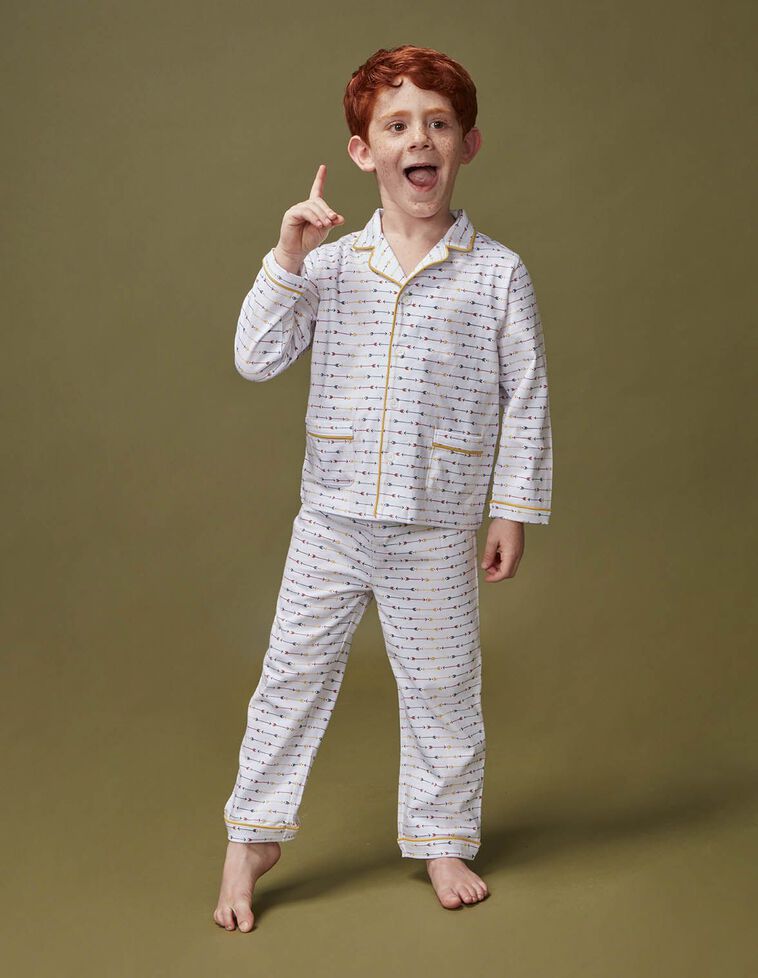 Pyjama imprimé avec passepoil contrasté blanc