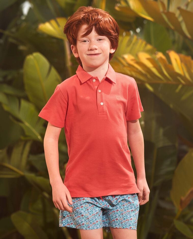 Polo b&aacute;sico de pique rosa