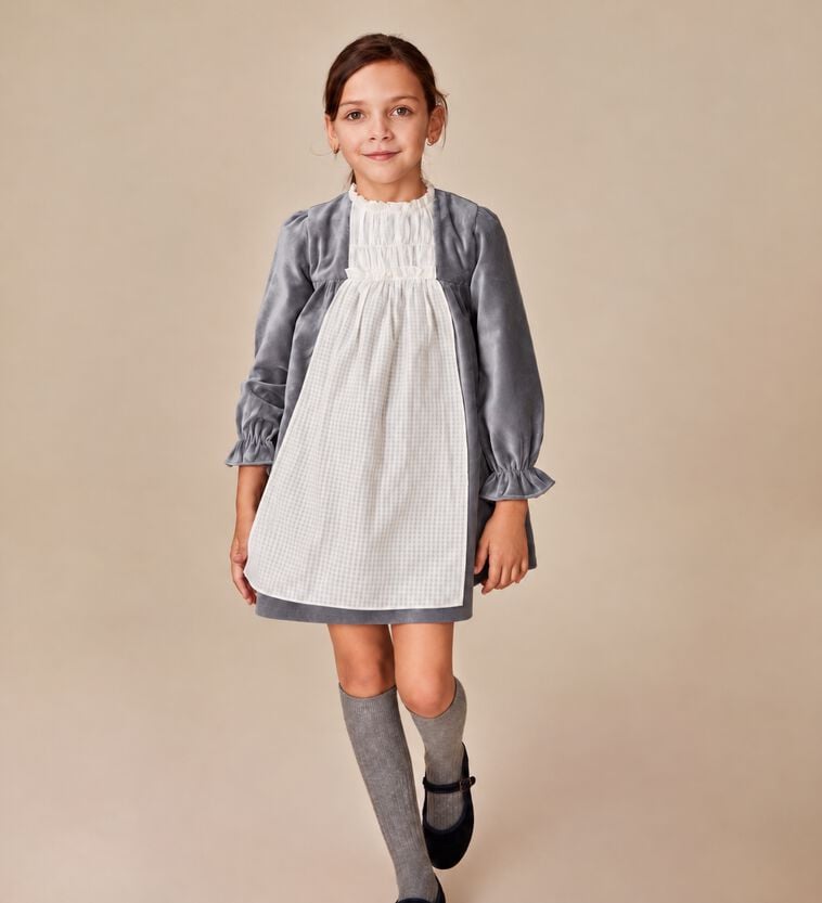 Vestido azul de veludo menina