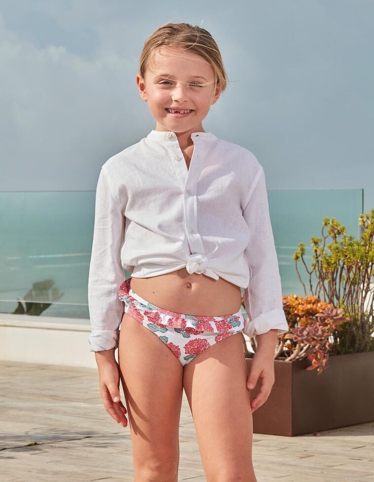 Culotte blanche imprimé hortensia