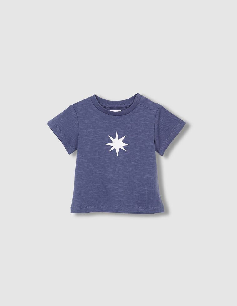 T-shirt azul com estampado estrela cru azul