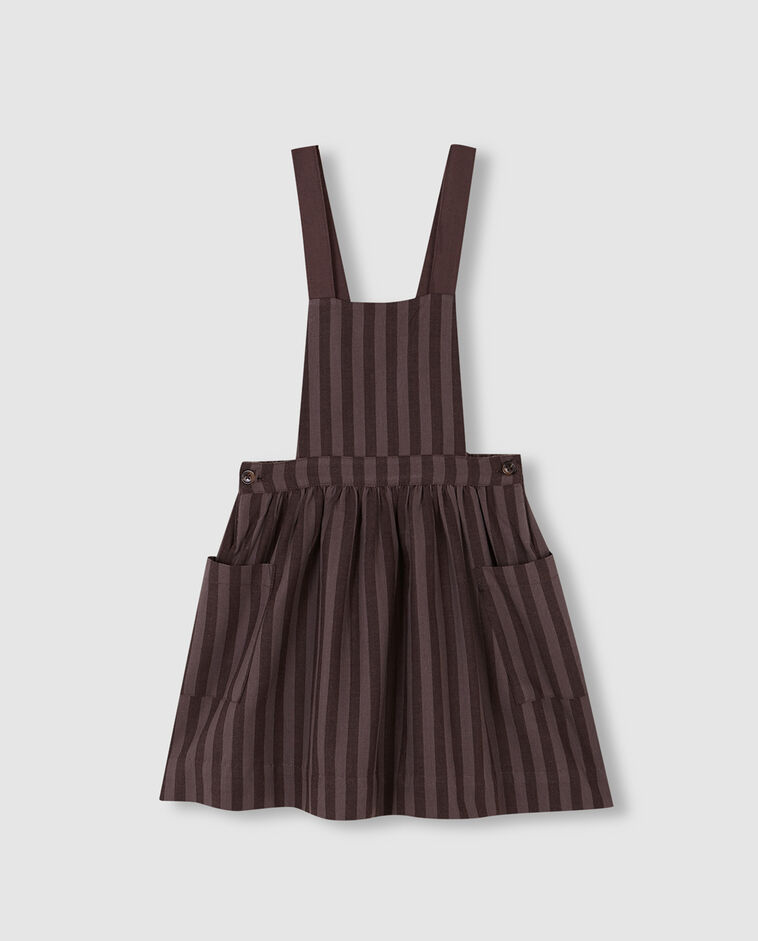 Vestito scamiciato marrone a righe bambina