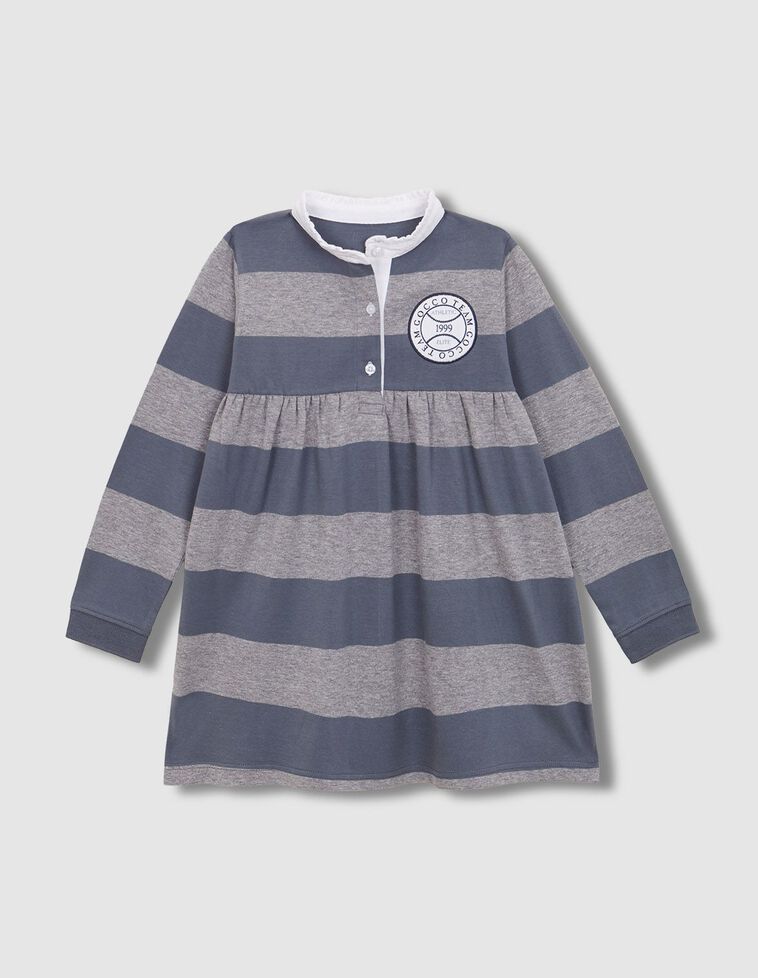 Abito polo a righe con toppa blu