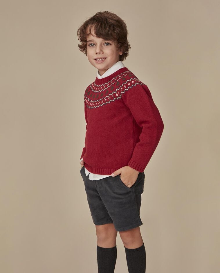 Camisola vermelha com greca de Natal menino