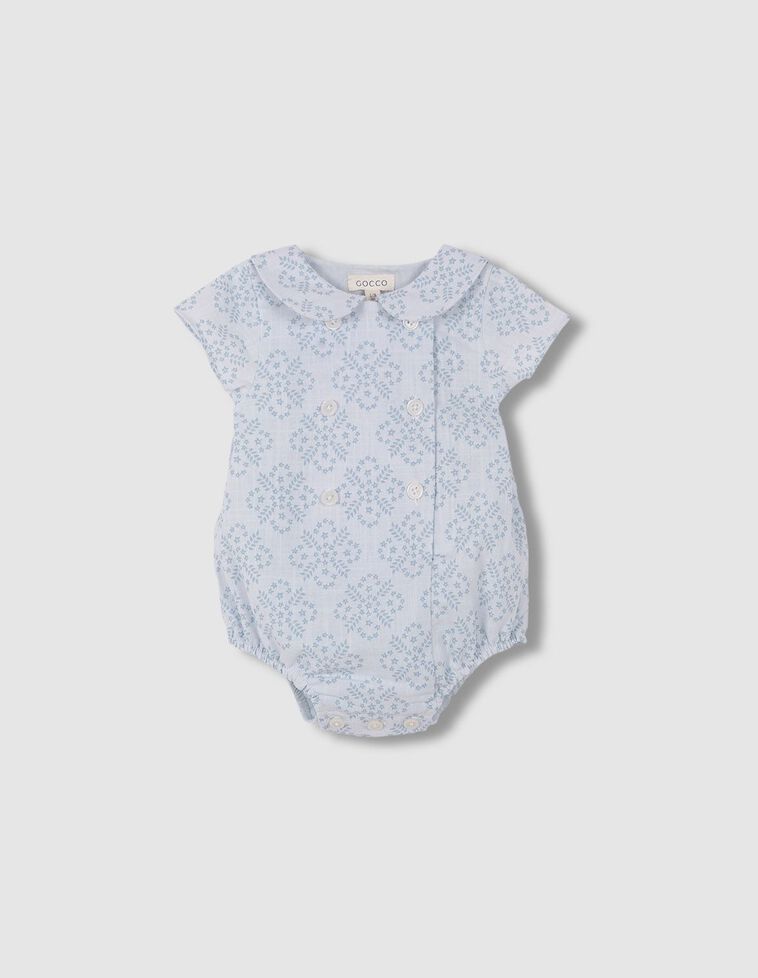 Babygrow sem pernas com estampado de flores  azul