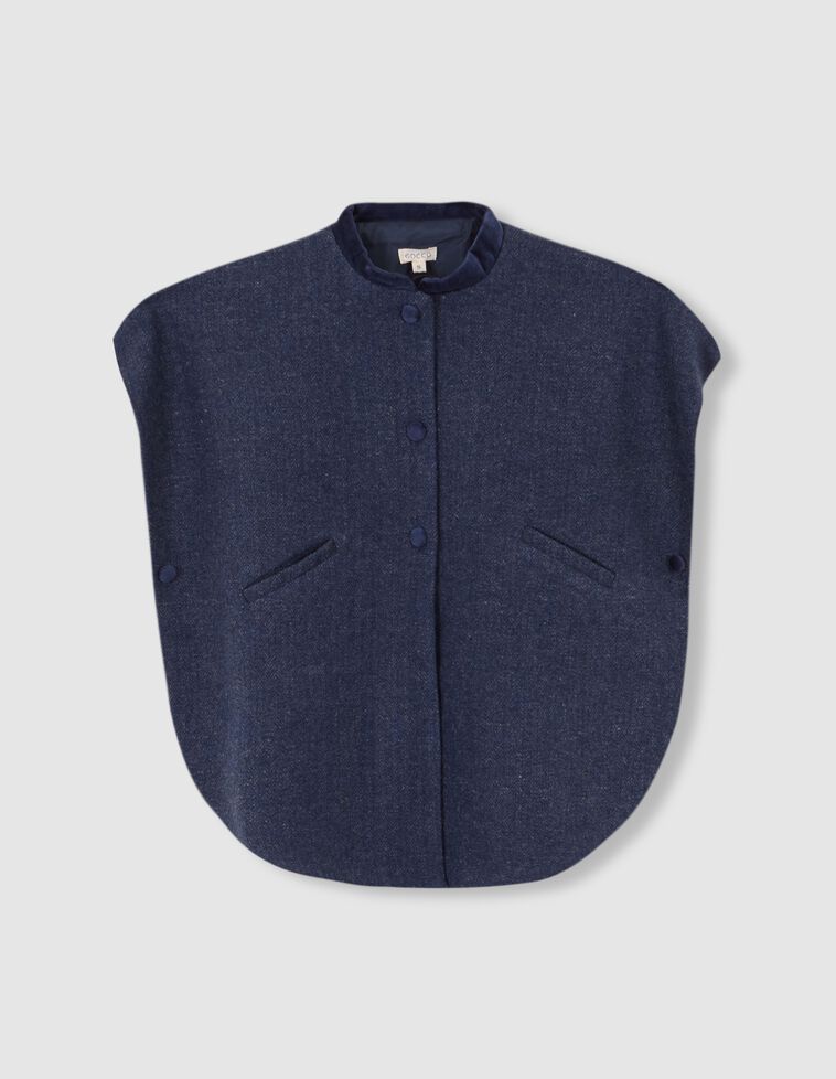 Cape à chevrons en laine bleue