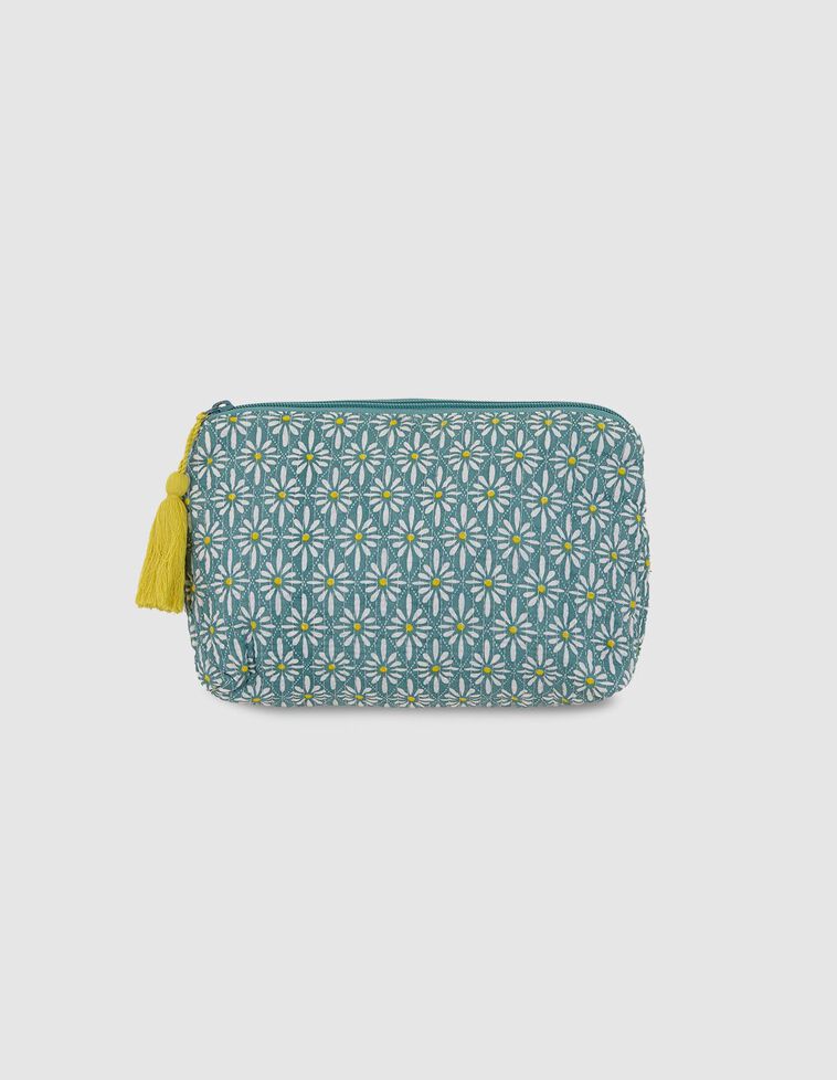 Beauty case con stampa fiori azzurro