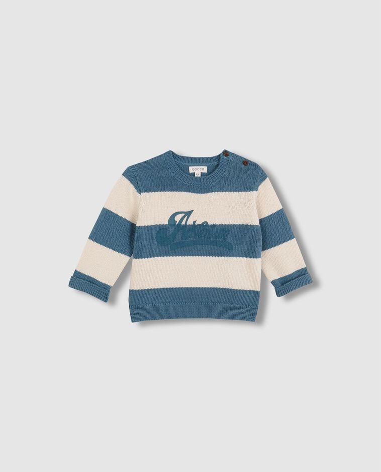 Pull &agrave; rayures avec motif bleu