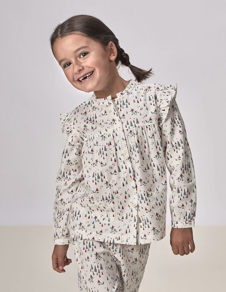 Pyjama Imprim&eacute; No&euml;l Blanc Cass&eacute;
