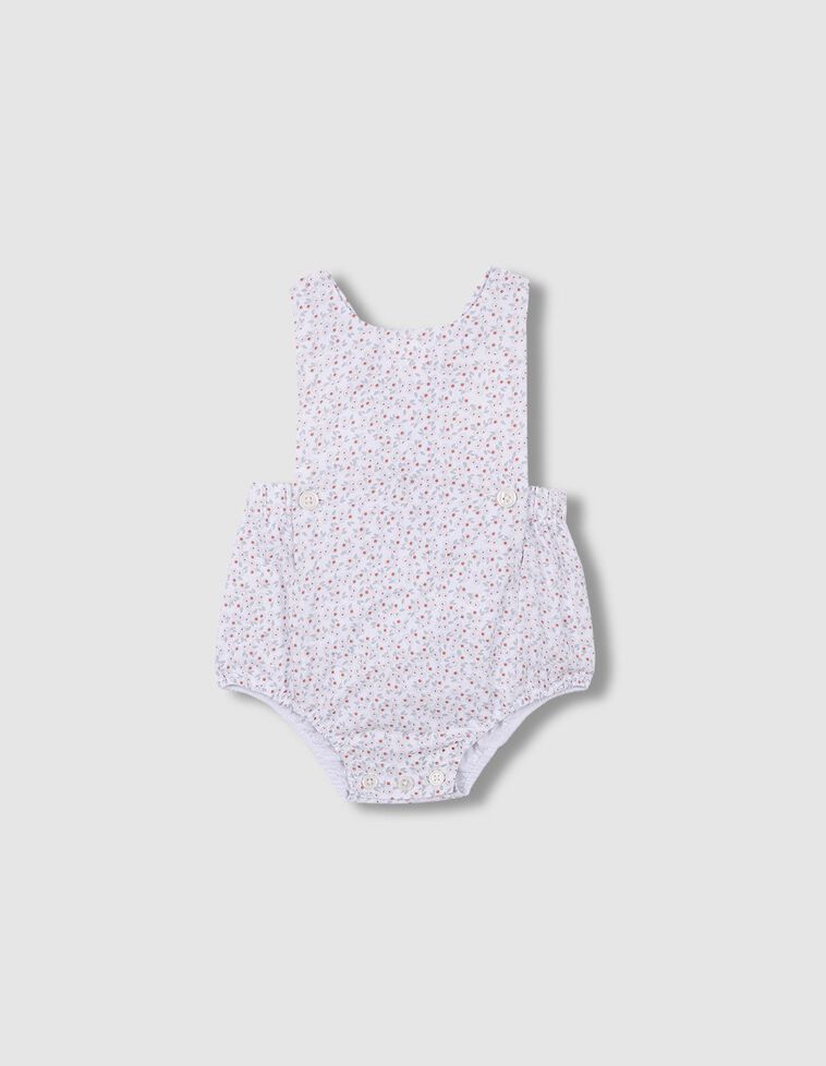 Babygrow sem pernas com estampado de florzinhas  cinza clara