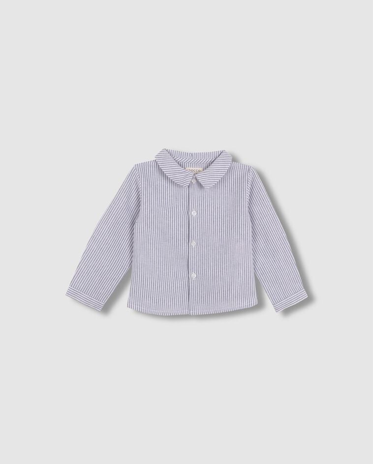 Chemise en lin &agrave; rayures grises