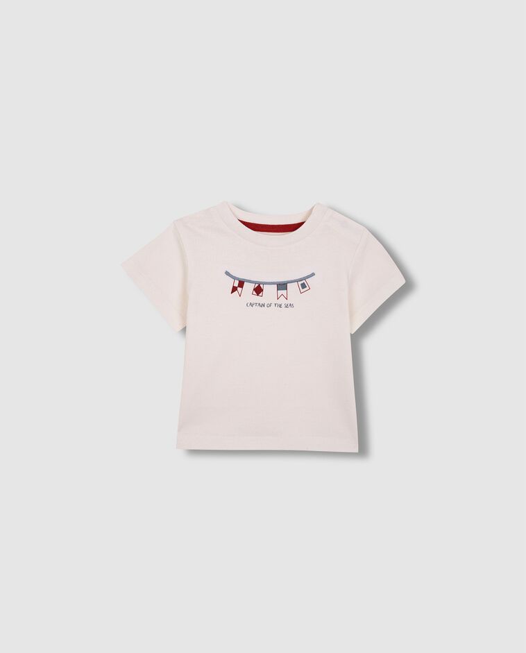 T-shirt imprim&eacute; drapeaux nautiques blanc