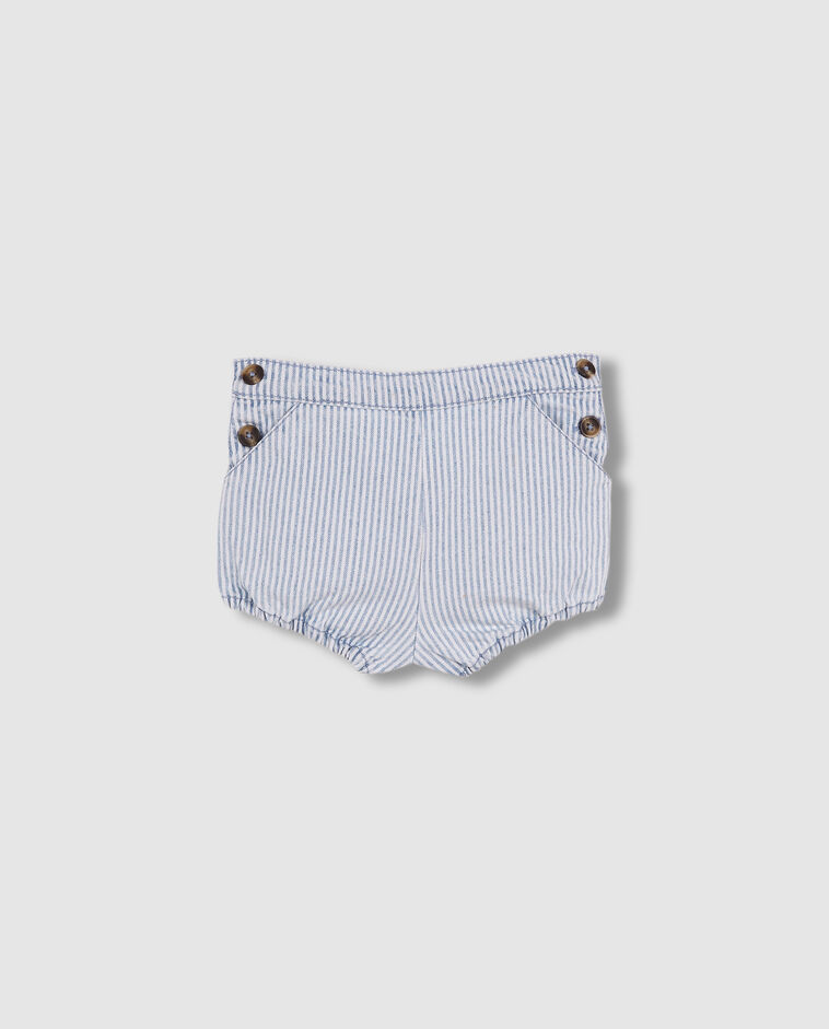 Pantalon &agrave; micro-rayures denim