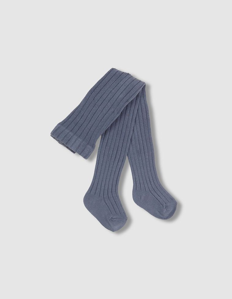 Gerippte Strumpfhose, in Blau