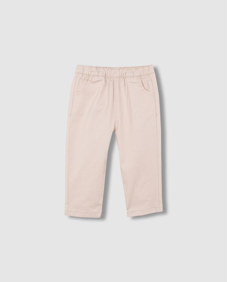 Pantalon long &agrave; taille &eacute;lastiqu&eacute;e coloris pierre