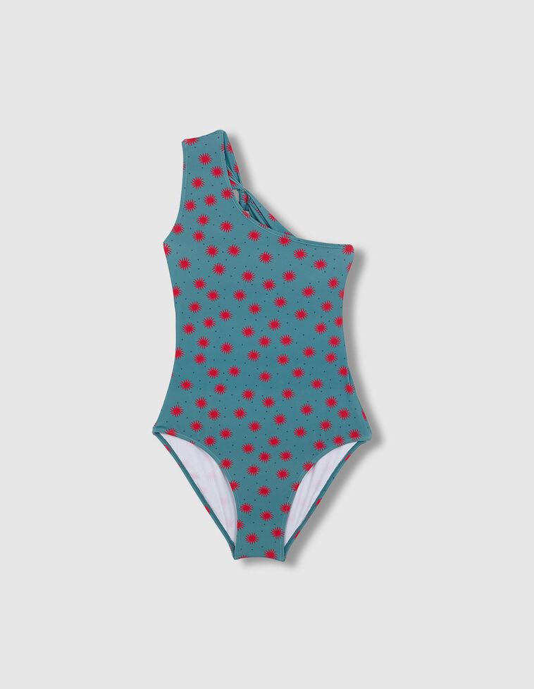 Maillot de bain mère asymétrique à semelles bleu clair