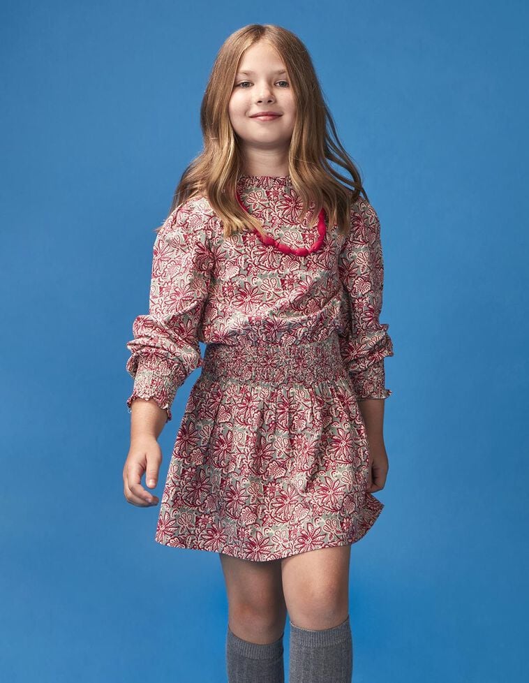 Kleid mit indischer Blume, in Dunkelgrün