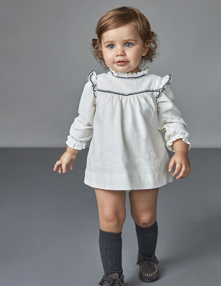 Vestito Ecru Con Ricami Ecru