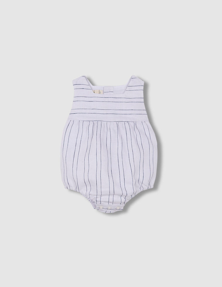 Babygrow sem pernas com padrão de riscas  cinza azulada