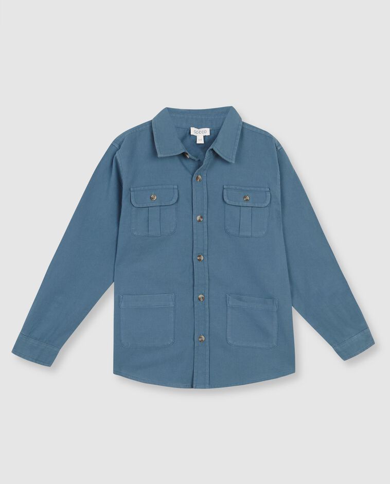 Chemise &agrave; carreaux &agrave; poches bleue