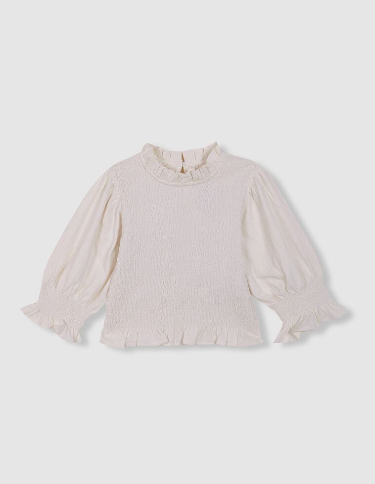 T-shirt de manga curta com smock branco